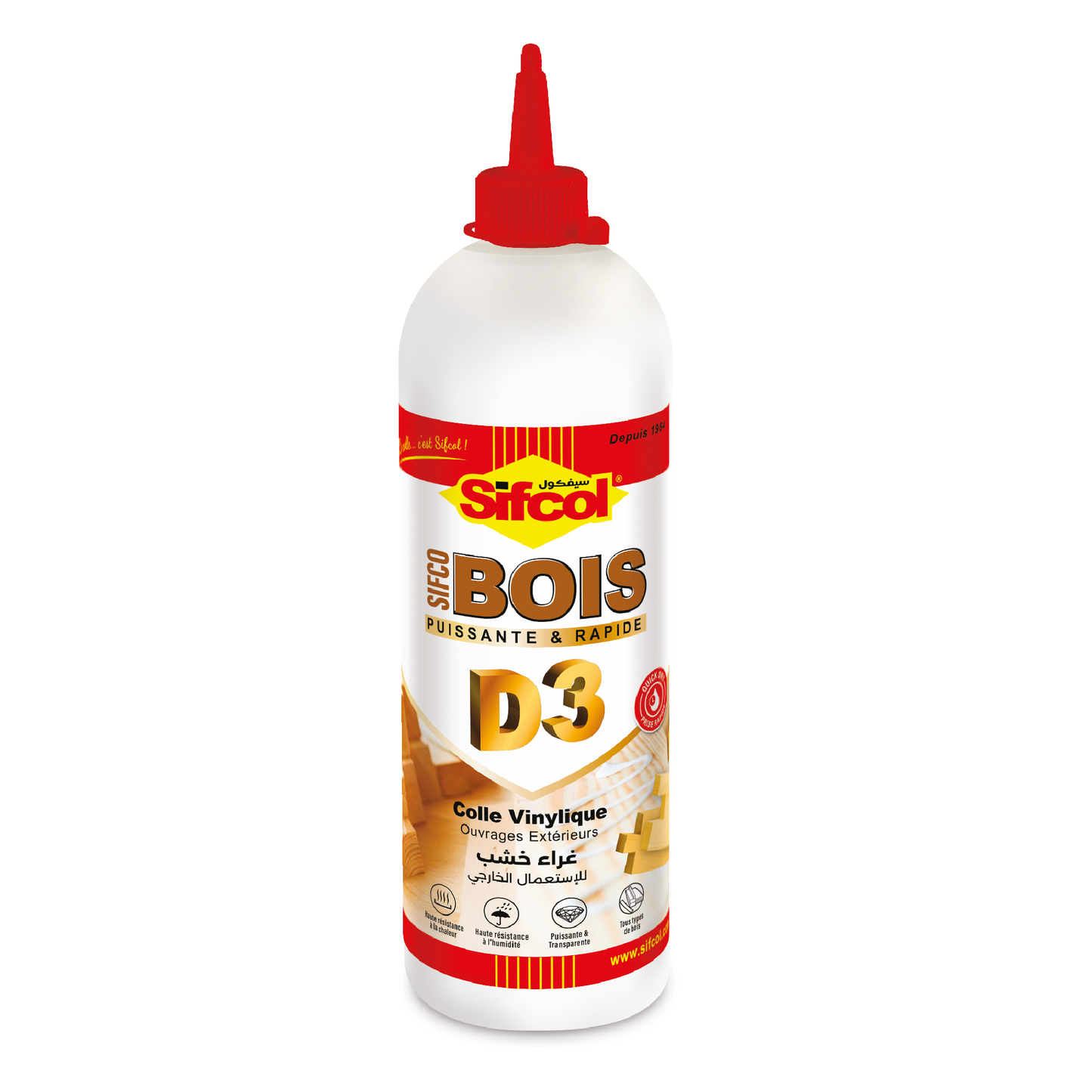 Colle Vinylique Extérieur blanche 500ML - Colle à bois - SIFCO-BOIS D3