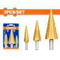 Jeu de forets étagés - Mèches pyramides - Conique - Hss - 3 pcs - SQES