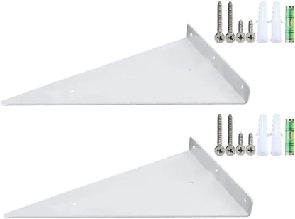Lot de 2 Support d'étagère triangulaires en acier Blanc - SQES