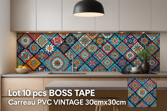 Lot 10 pcs BOSS TAPE Carreau PVC VINTAGE 30cmx30cm