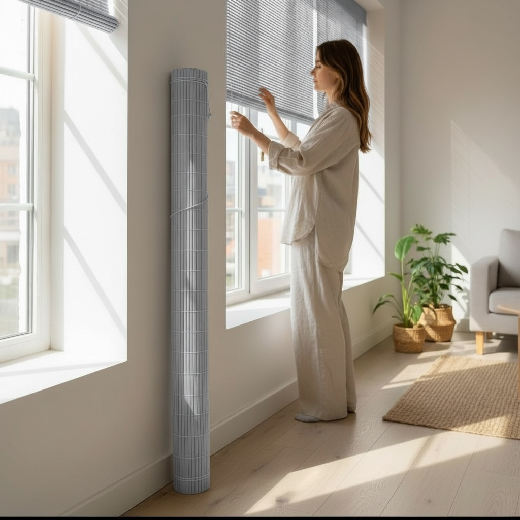 Rideau Roulant PVC Gris Clair 120cm x 1,80m