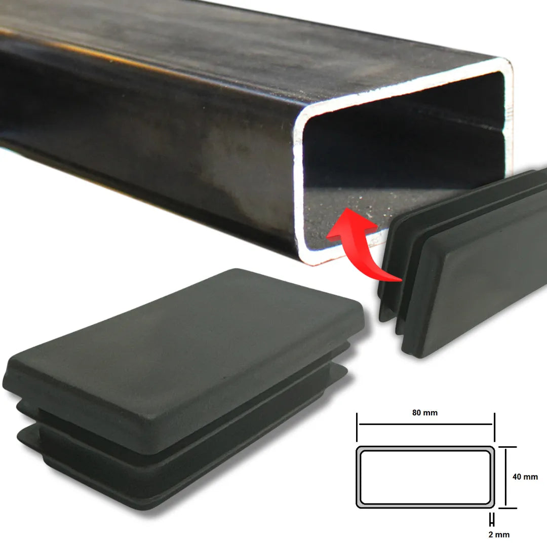 Embout Rectangulaire pour bouchon de meuble - 10 pcs 80mmx40mm NOIR - SQES