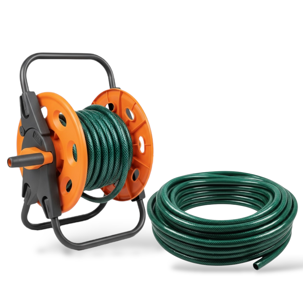 Lot dévidoir ACEM avec 25m tuyaux vert 15mm - Kit arrosage jardin