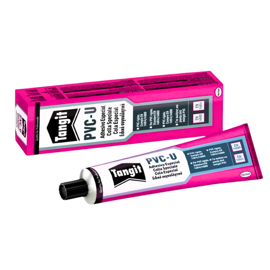 Tube de colle PVC avec embout applicateur, utilisé pour l’assemblage de tuyaux en plastique – idéal pour les installations sanitaires. Disponible chez Sqes.tn Tunisie au meilleure prix