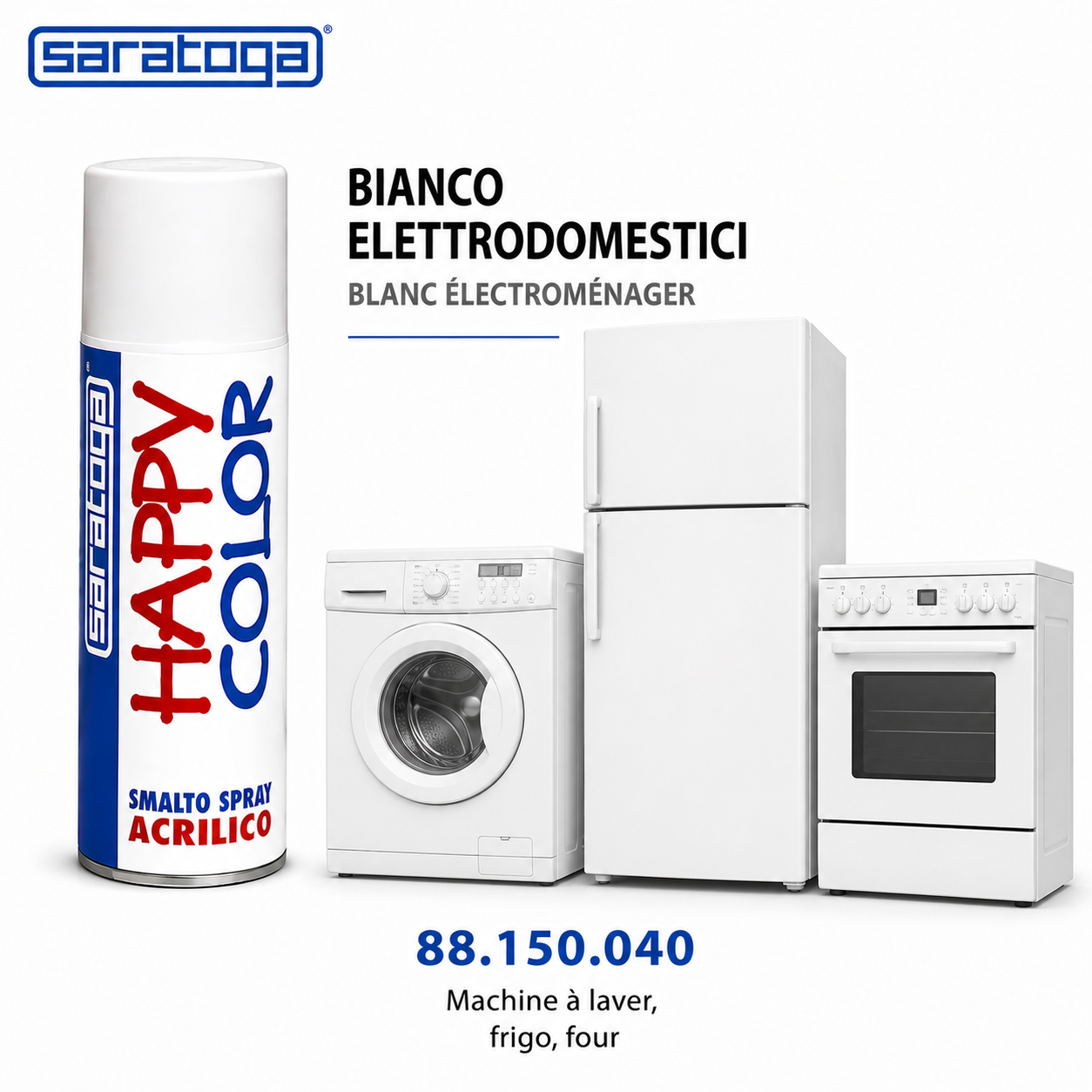 Peinture retouche spéciale électroménager blanc Saratoga 400ml – couverture 100%, séchage rapide – SQES Ariana Menzah 8 Tunisie