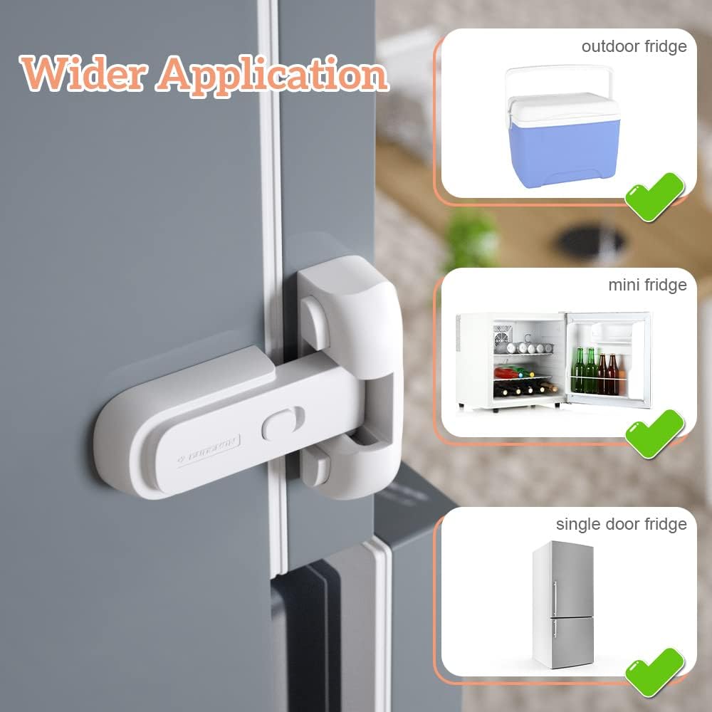 Verrou Autoadhésif Pour Frigo/congélateur - Sécurité Enfant - Installation Facile Sans Perçage - Pour Portes Métal, Verre, Meubles - 13