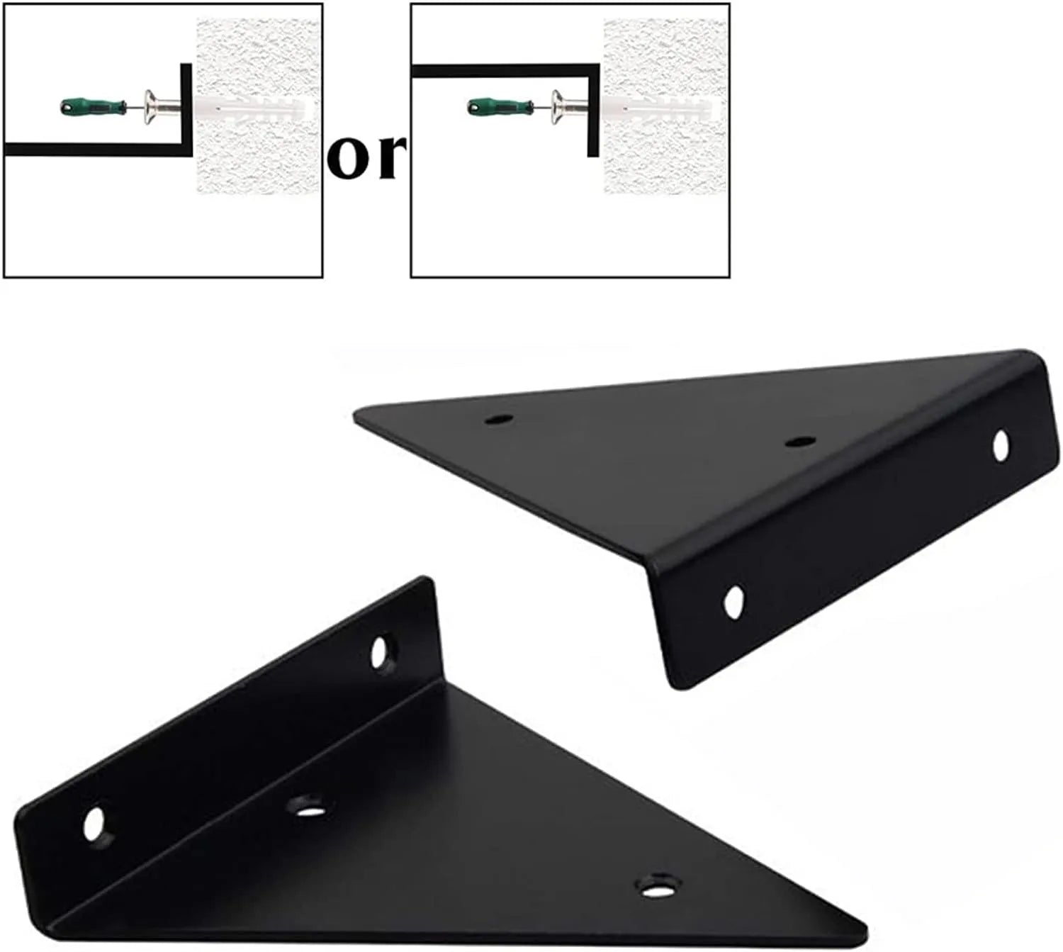 Lot de 2 Support d'étagère triangulaires en acier noir - SQES