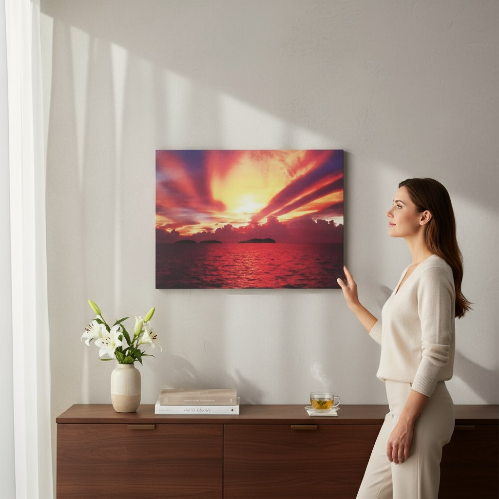 Tableau Coucher de Soleil 50x70cm Toile Textile Haute Qualité