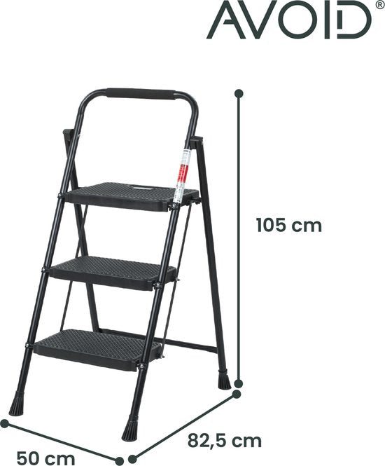 Escabeau Acier 3 Marches Larges - Marchepied Ménage Pliant Antidérapant