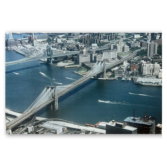 Tableau New York Pont Brooklyn 70x50cm Lumineux LED Toile Textile Haute Qualité