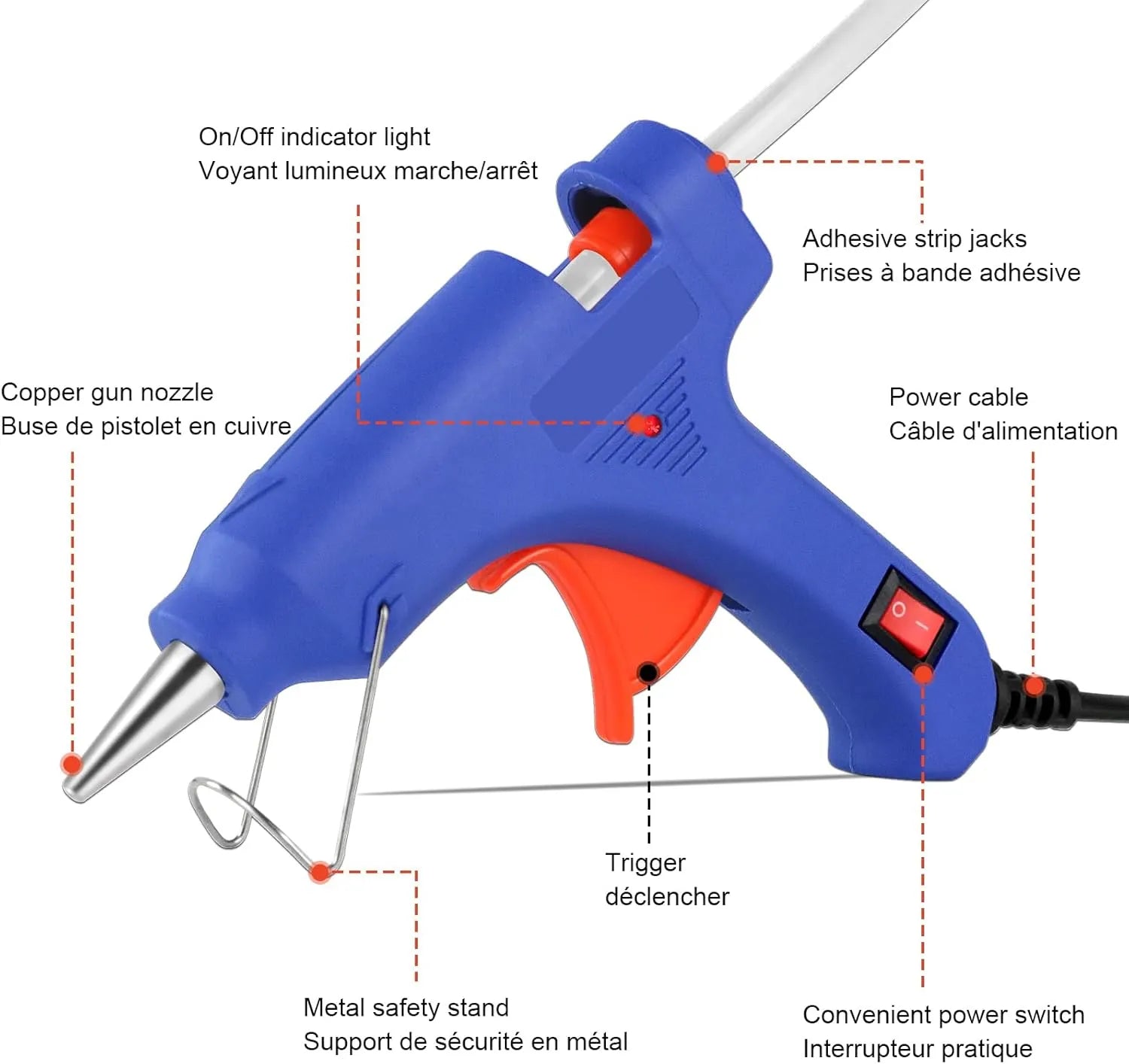 Pistolet à colle chaude - Avec 10 battons - 100 W - SQES