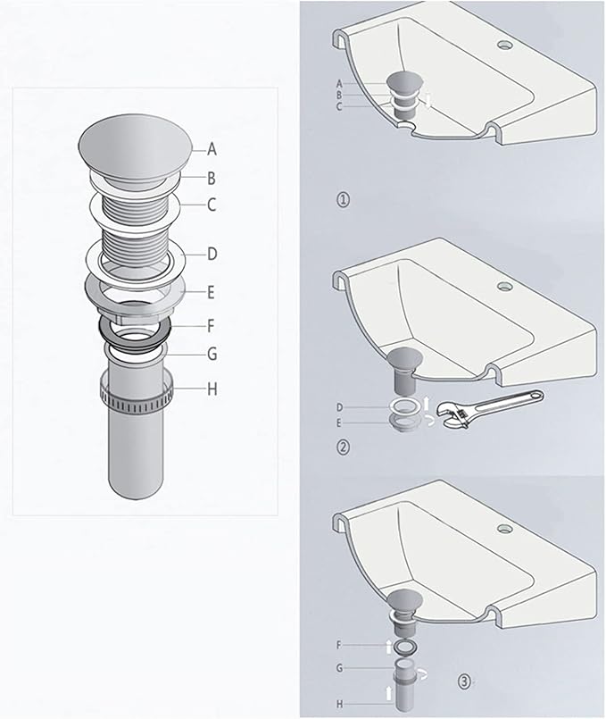 Vidage Lavabo Carré Clic Clac Chrome avec Trop-Plein 2036 Fabia