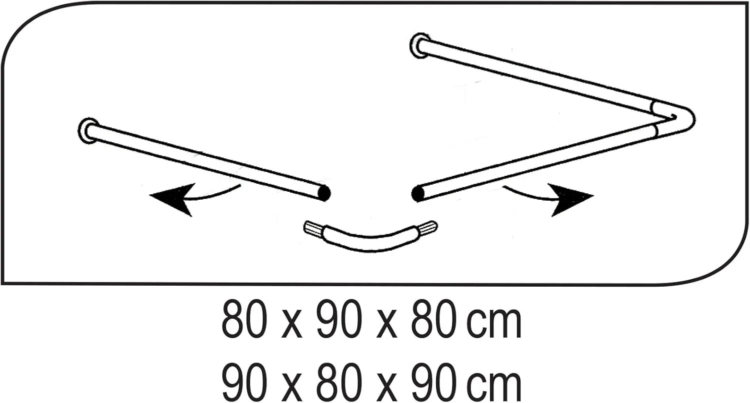 Barre de douche d'angle Tringle universelle Aluminium Blanc 90cmx90cm - SQES