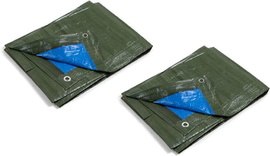 Lot de 2 Toiles à œillets Bicolore Dimensions 2.80 x 4.80 m, bâche de protection - SQES