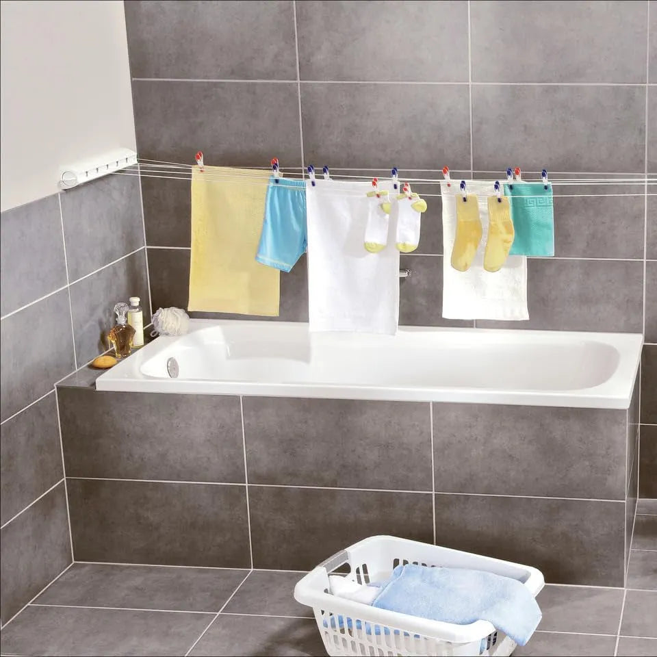 Sèche Linge dépliable avec 5 fils de 4,20 mètres, étendoir à linge robuste pour intérieur et extérieur - SQES