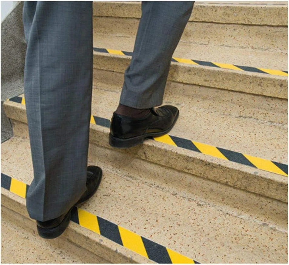Ruban Antidérapant Adhésif Noir/Jaune – Sécurité Escaliers & Sols - SQES