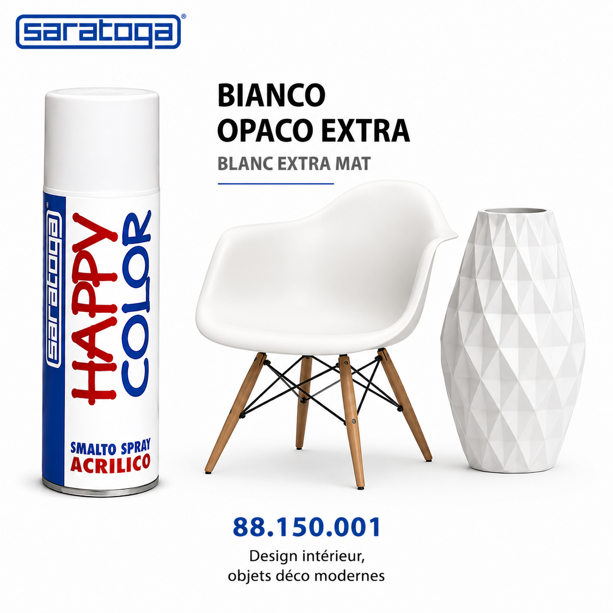 Spray Happy Color Blanc Opaque Extra 400ml Réf.150.001 - Saratoga