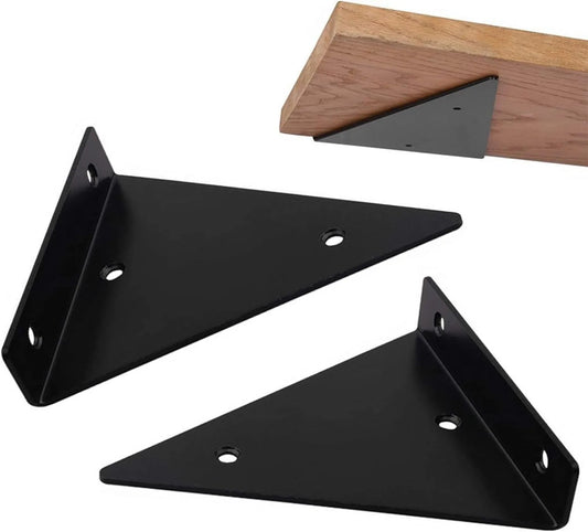 Lot de 2 Support d'étagère triangulaires en acier noir - SQES