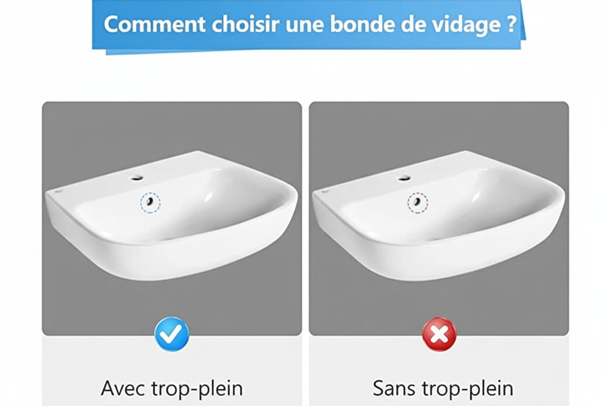 Vidage Lavabo Carré Clic Clac Chrome avec Trop-Plein 2036 Fabia