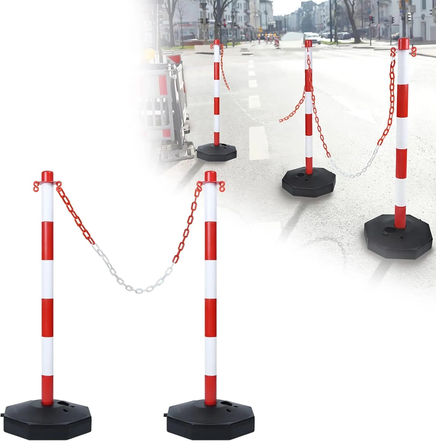 2 Poteau de signalisation - Avec chaine 2M - 90 cm - SQES
