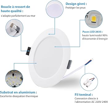 SPOT PANEL LED ENCASTRABLE 18W ROND BLANC - 10000K - SQES
