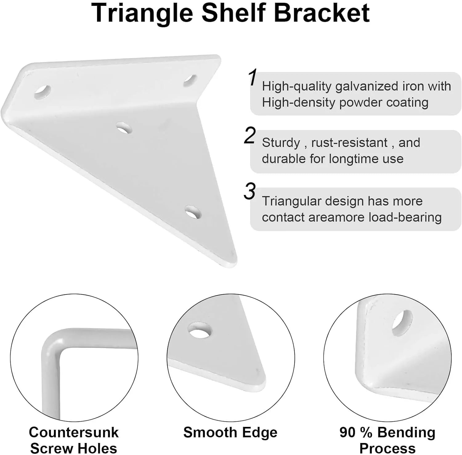 Lot de 2 Support d'étagère triangulaires en acier Blanc - SQES