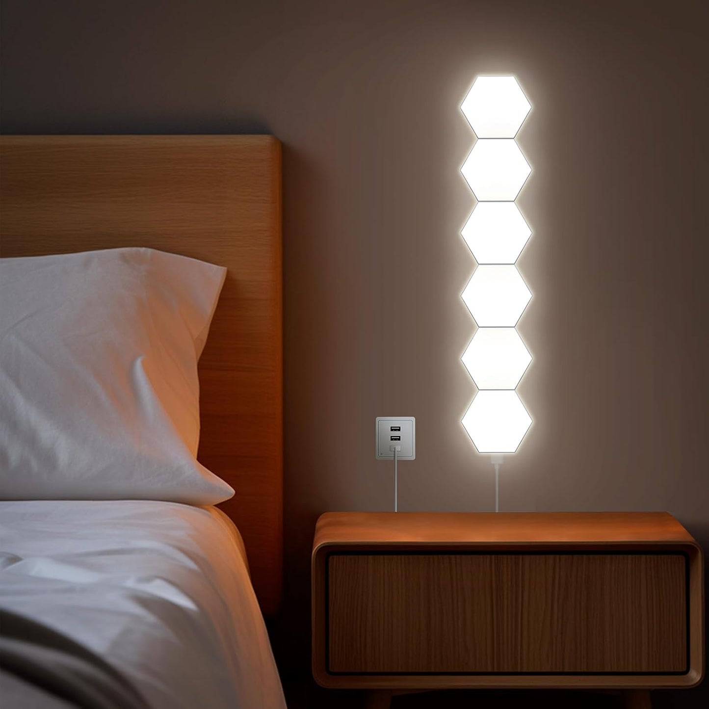 Lot de 6 Lampes LED Hexagonales Murales Modulables avec Télécommande - Éclairage Décoratif Sans Fil
