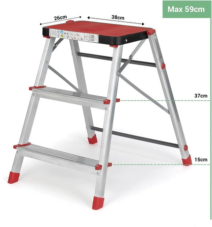 Escabeau 3 marches Échelle en Aluminium, escalier Pliable Marche Pied - SQES