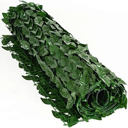 Rouleau de Filet Brise-Vue Brise-Vue avec Feuilles et Lierre synthétique Anti-Chute pour Garage, terrasse, Balcon, Jardin, extérieur, Vert foncé - SQES