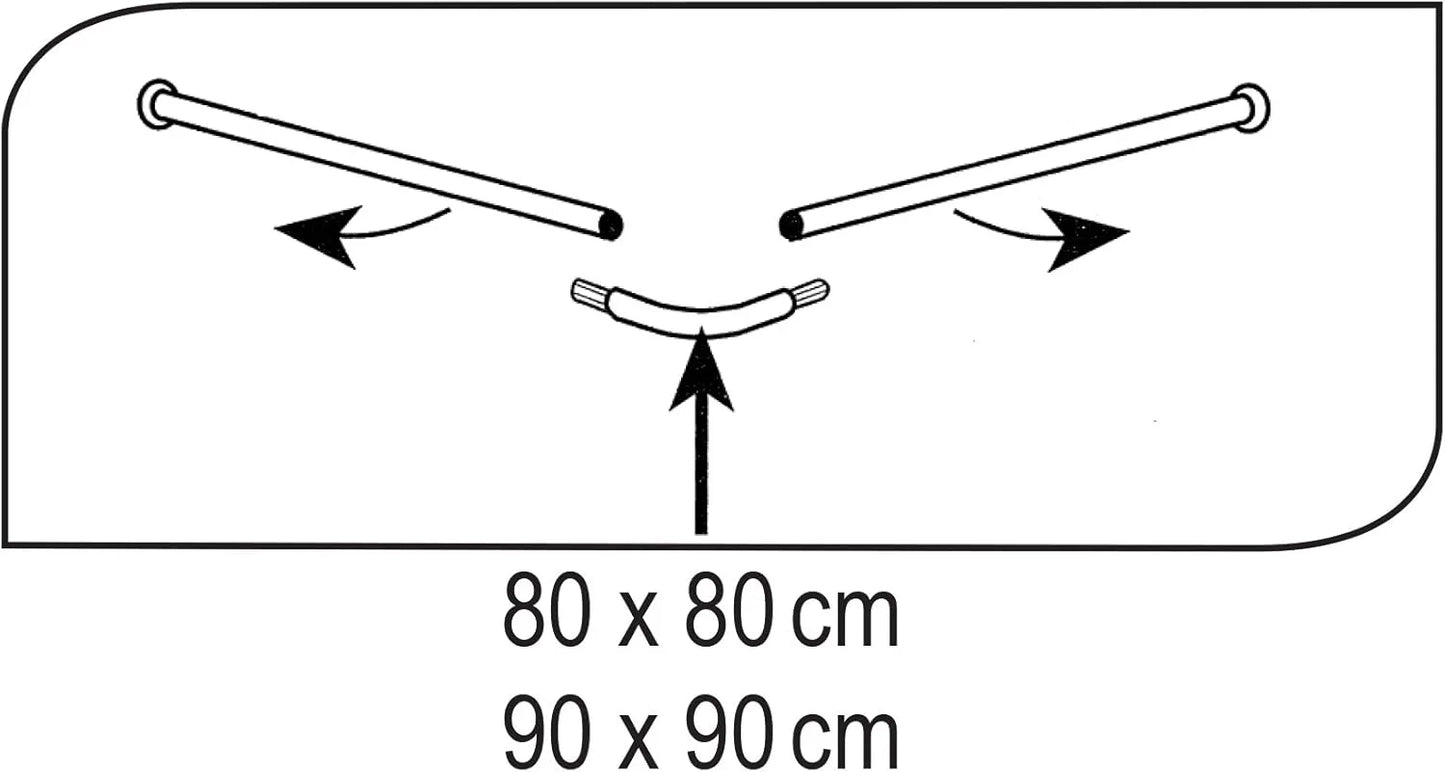 Barre de douche d'angle Tringle universelle Aluminium Blanc 90cmx90cm - SQES