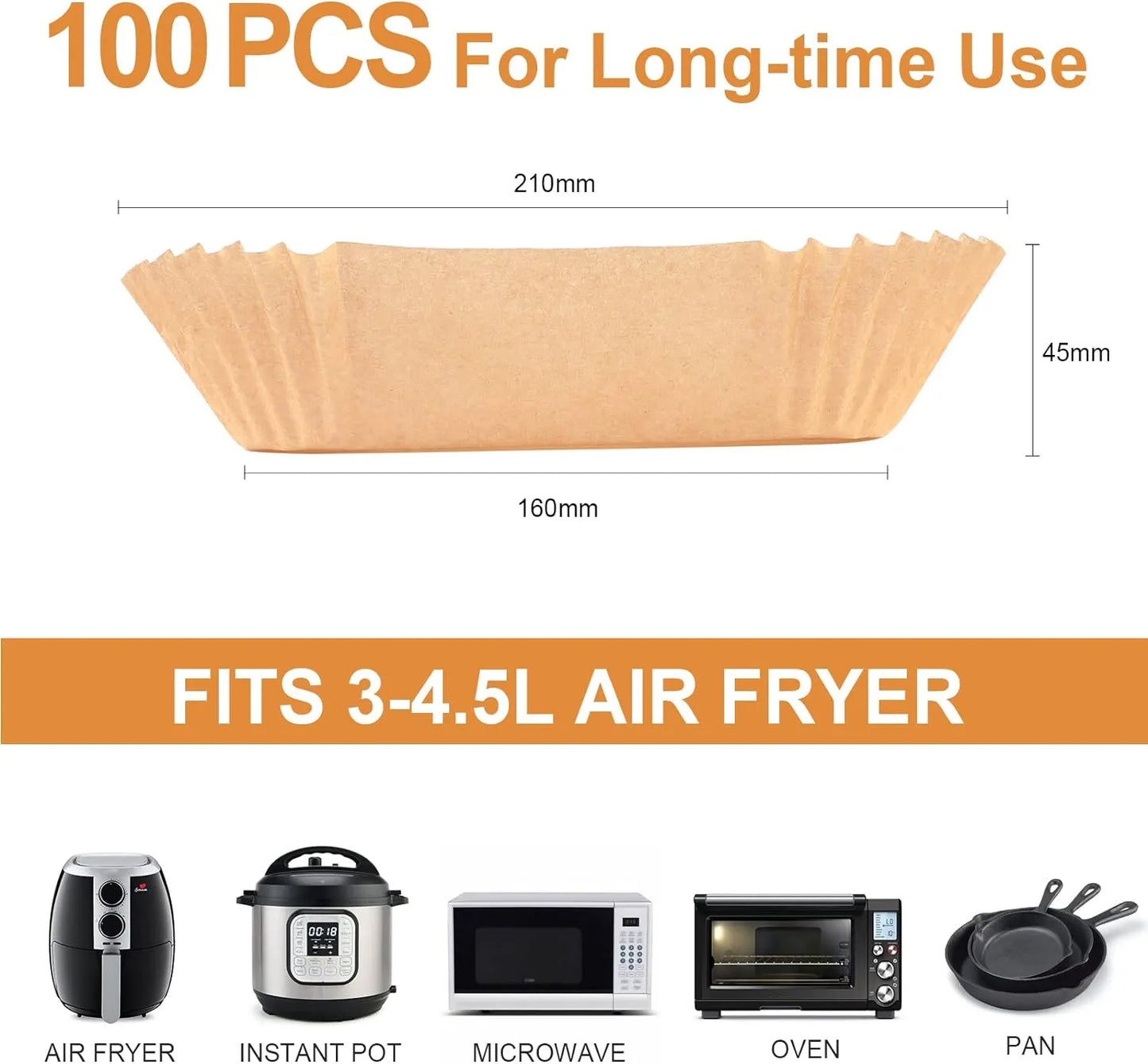 Papier Cuisson Air Fryer - 16cm carré (50pcs) - SQES