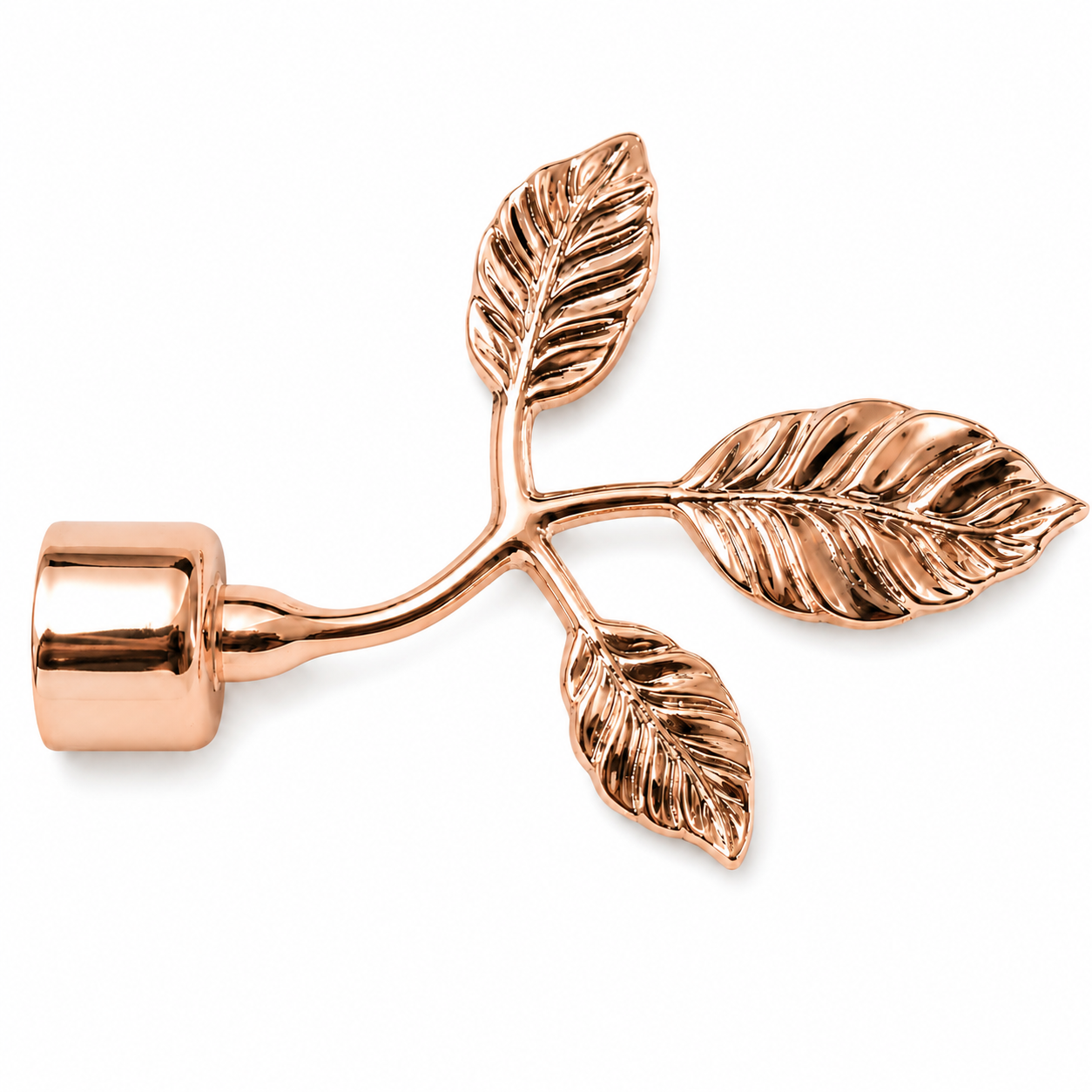 Embout décoratif floral FLORIA pour tringles à rideaux DN25 finition or rosé brillant
