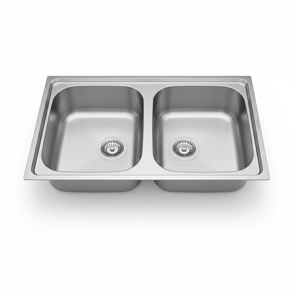 Évier Inox 84x48 cm - 2 Cuves Carrées Encastrables | Banka Sinks