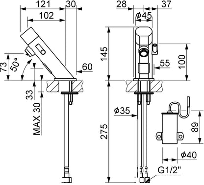 Mitigeur de Lavabo à Commande Électronique à Piles MCM Italie - Article 702701