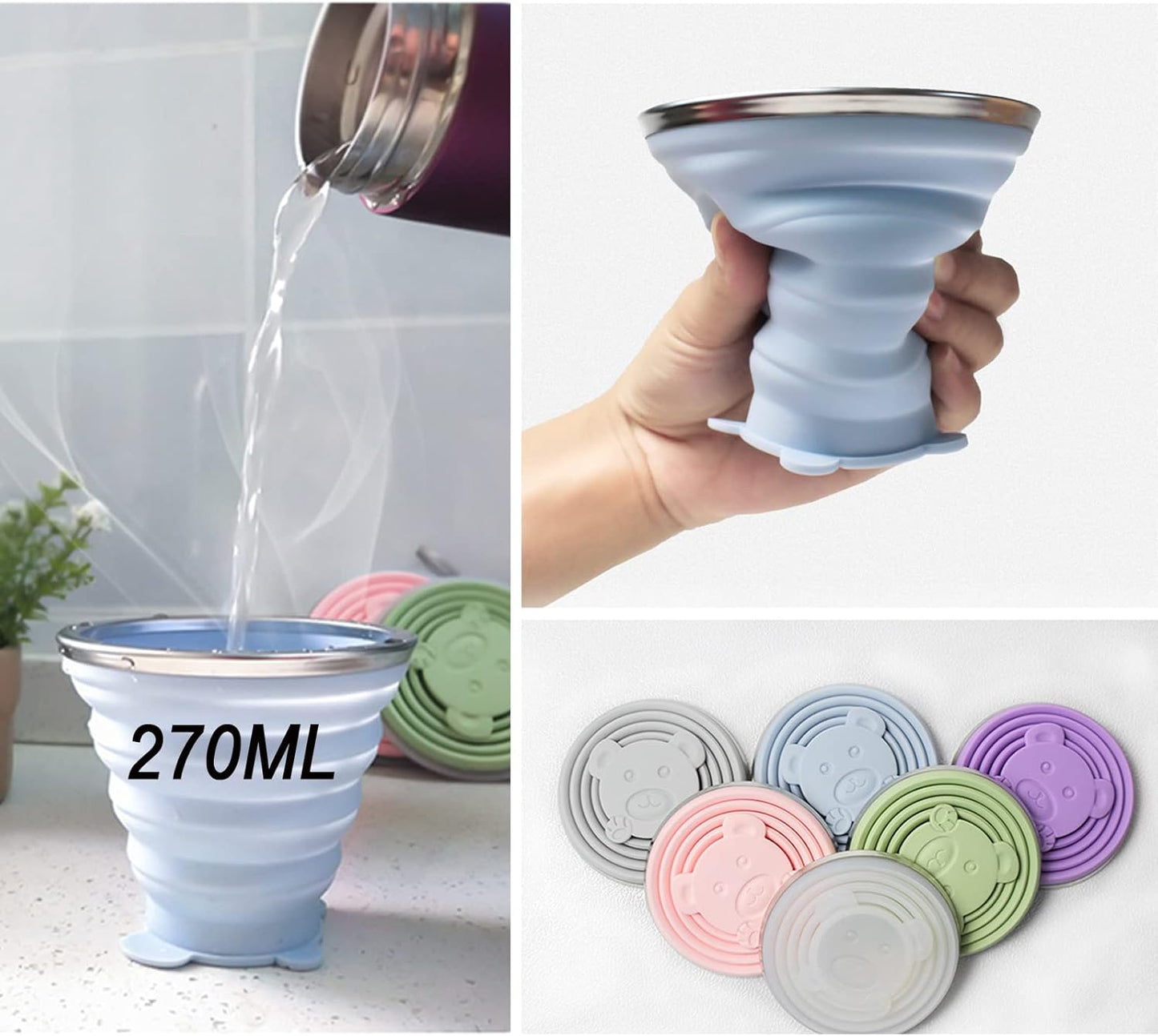 Tasse de Voyage Pliable de qualité Alimentaire Pratique 270 Ml