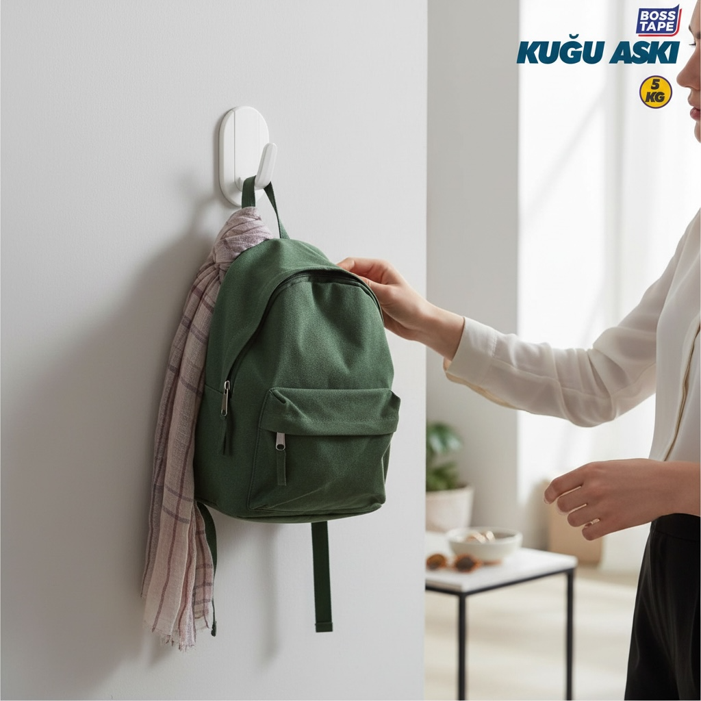 Crochet Mural BOSS TAPE Blanc 43mmx70mm (2pcs) – Sans Perçage