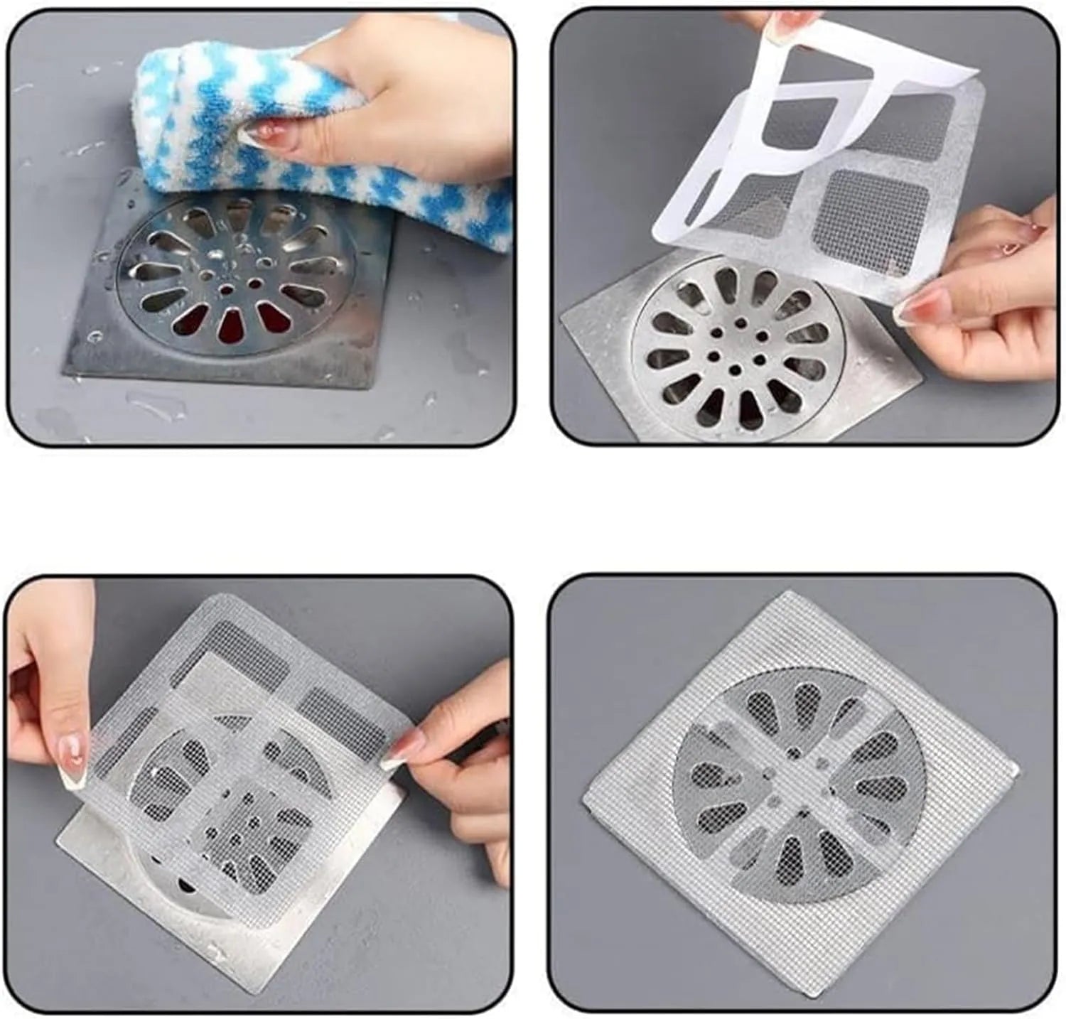 BOSS TAPE Pack 10 Filtre attrape-cheveux autocollants 11cmx11cm - SQES