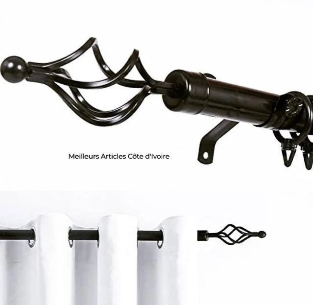 Tringle Extensible pour Rideau en Acier – Ø25 mm - Noir - SQES