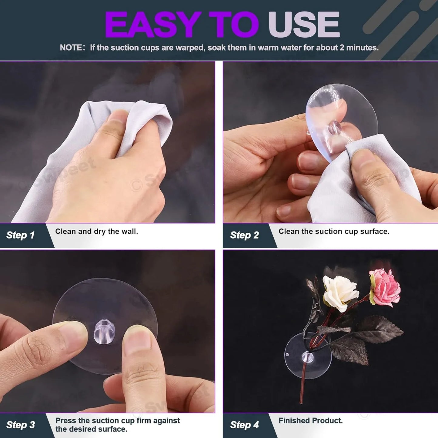 Ventouses en plastique transparent - 50pcs - SQES