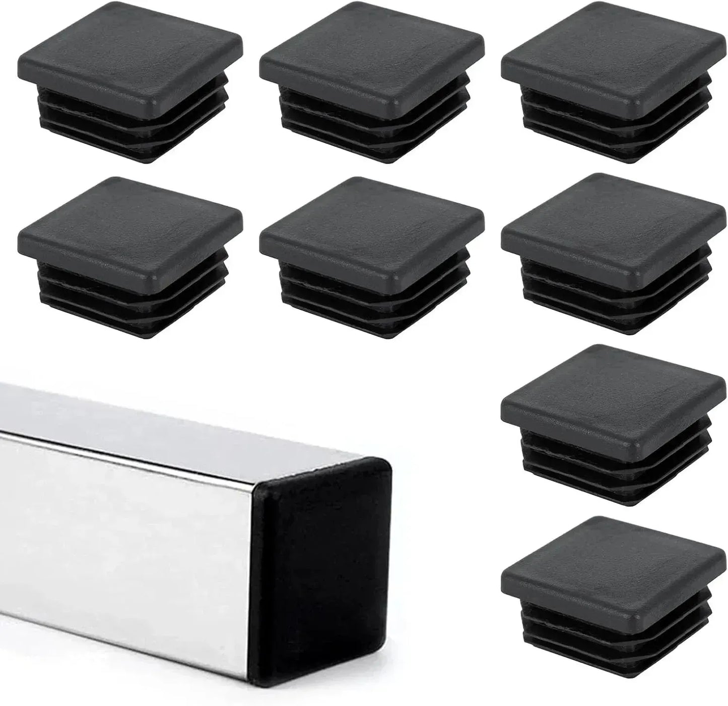 Embout Carré pour meuble - 20 bouchons tube 40mmx40mm NOIR - SQES