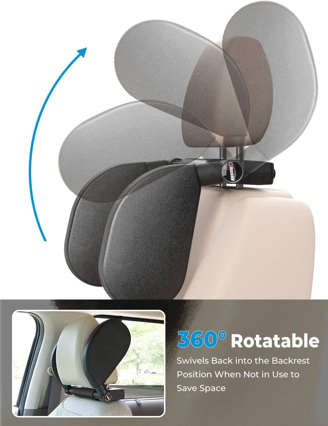 Appuie-Tête De Voiture Réglable - Largeur 20-30 Cm - Pivotant 360° - Pour Enfants Et Adultes - 14