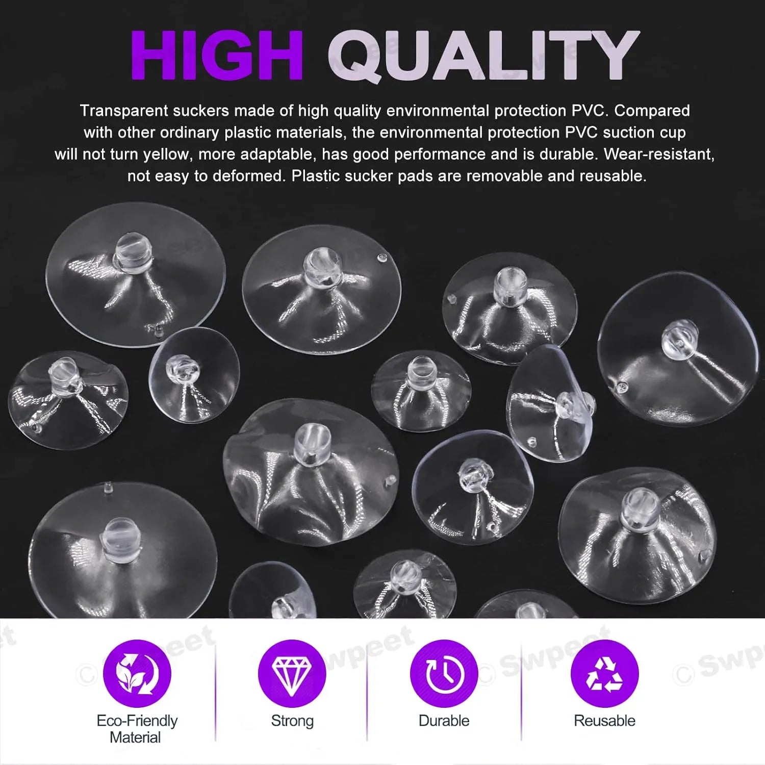 Ventouses en plastique transparent - 50pcs - SQES