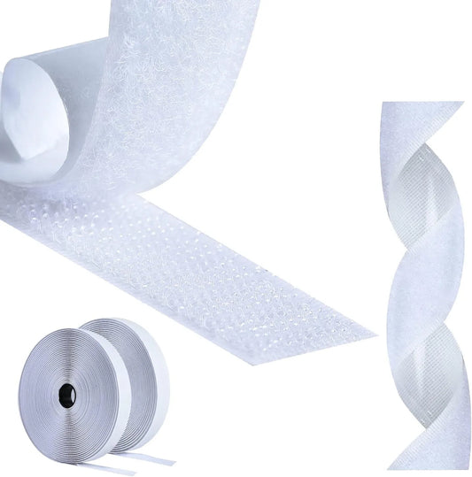 Scratch Autocollant Double Face, Ruban de 100cm x 2cm BLANC - SQES