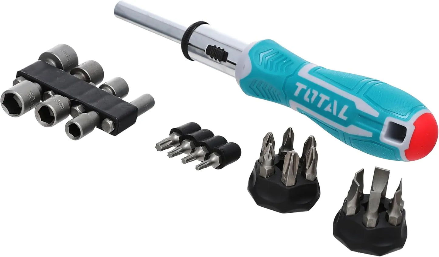 TOTAL Jeu de 24 tournevis à cliquet TACSD30246 - SQES