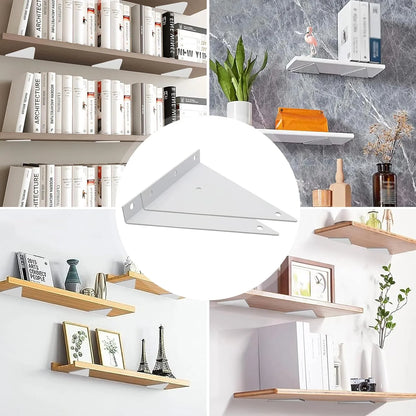 Lot de 2 Support d'étagère triangulaires en acier Blanc - SQES