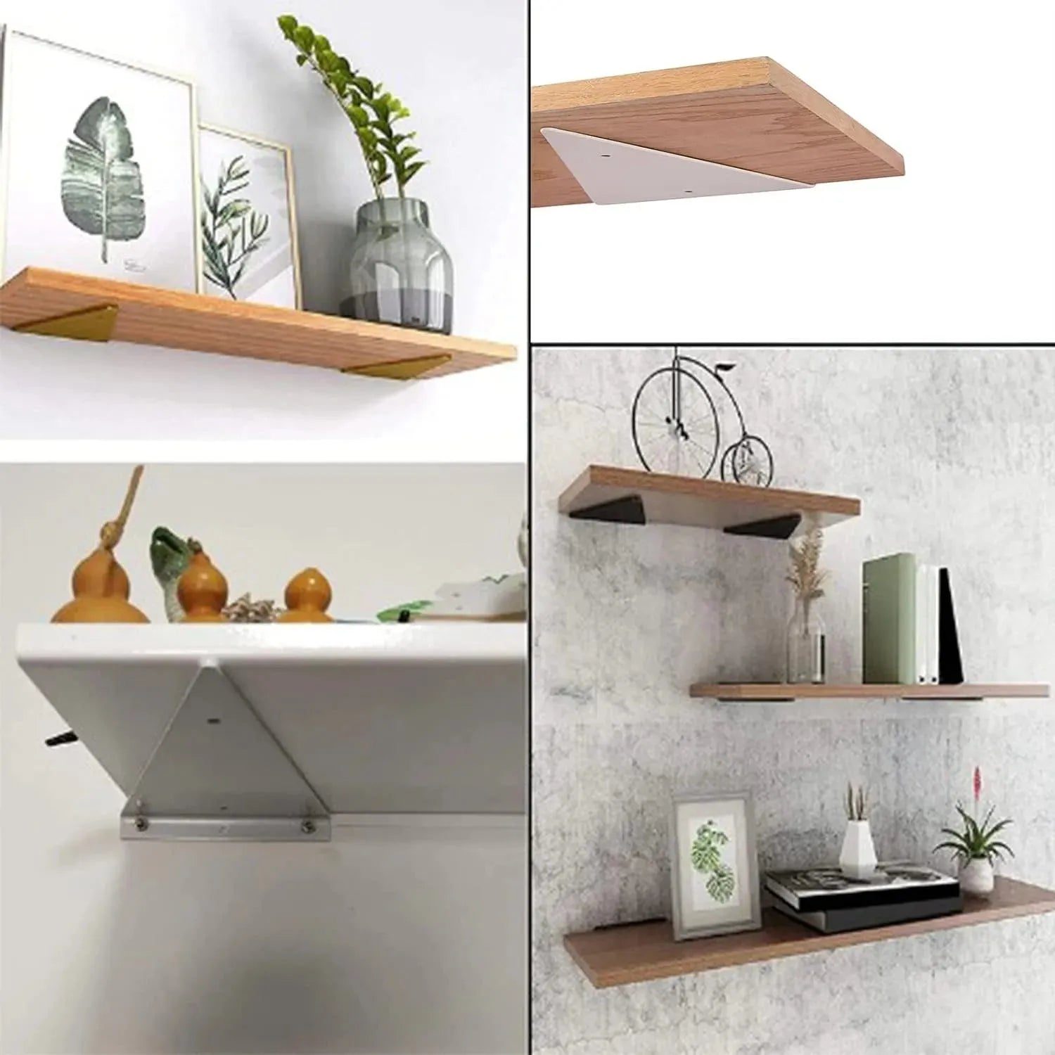 Lot de 2 Support d'étagère triangulaires en acier Argent - SQES