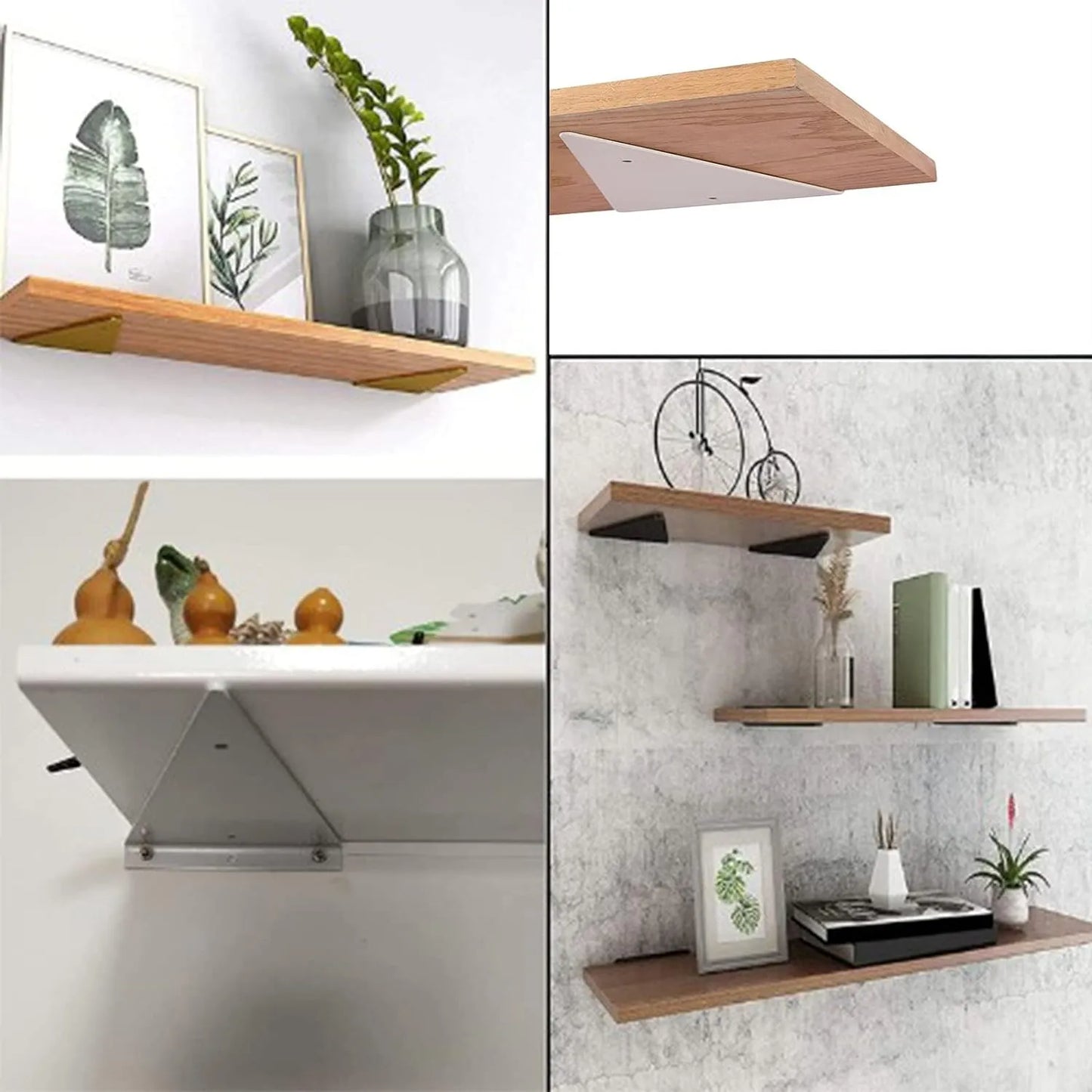 Lot de 2 Support d'étagère triangulaires en acier Argent - SQES
