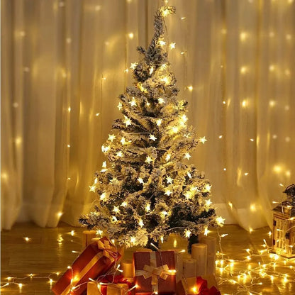 Guirlande lumineuse étoile à piles, 2 m, LED, pour la maison, une fête, un mariage, décoration de jardin - SQES