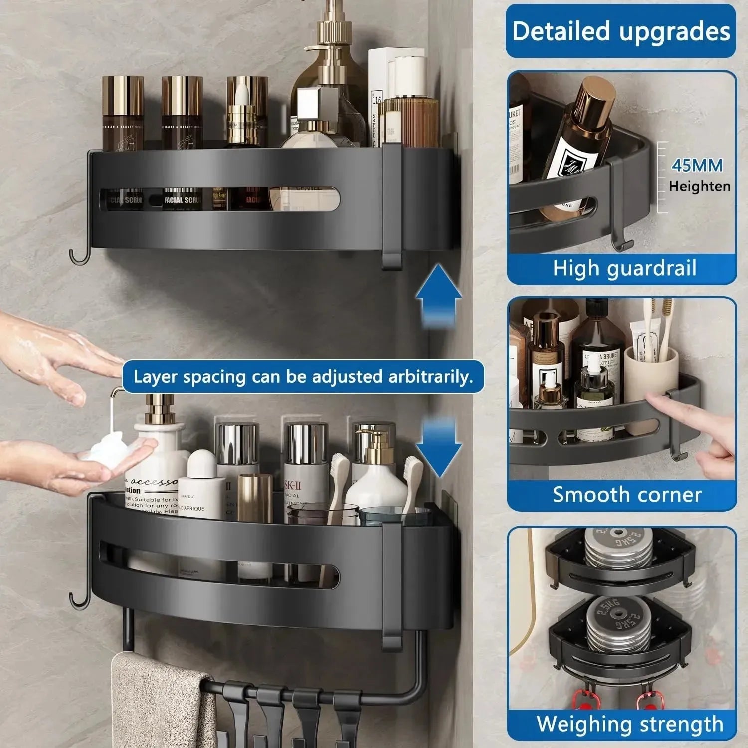 Etagère de Rangement pour salle de bain - 2pcs - Etagère d'angle - SQES