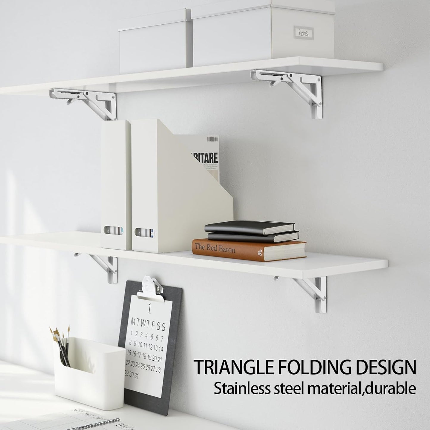 Support etagère Pliante Blanc – Pack de 2 Consoles - 35 CM